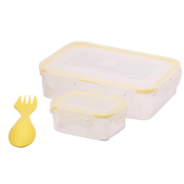 AirLock Kosh Lunch Box Set with Spoon | Leakproof Food Storage Containers for Office, School, Travel | 800 ml & 200 ml | 1 Piece Each | Yellow