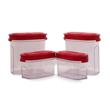 AirLock Modular Spice Shakers Set | Airtight Seasoning Containers for Kitchen Storage | BPA-Free Plastic Jars with Flip Lids | Set of 4