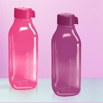 TUPPERWARE SQUARE 1000 ml Bottle  (Pack of 2, Pink, Purple, Plastic)