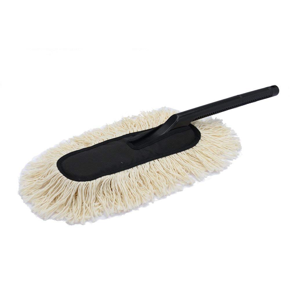 Premium White Washable Car Duster with Long Plastic Handle - International Quality, Scratch-Free Cleaning for Your Car
