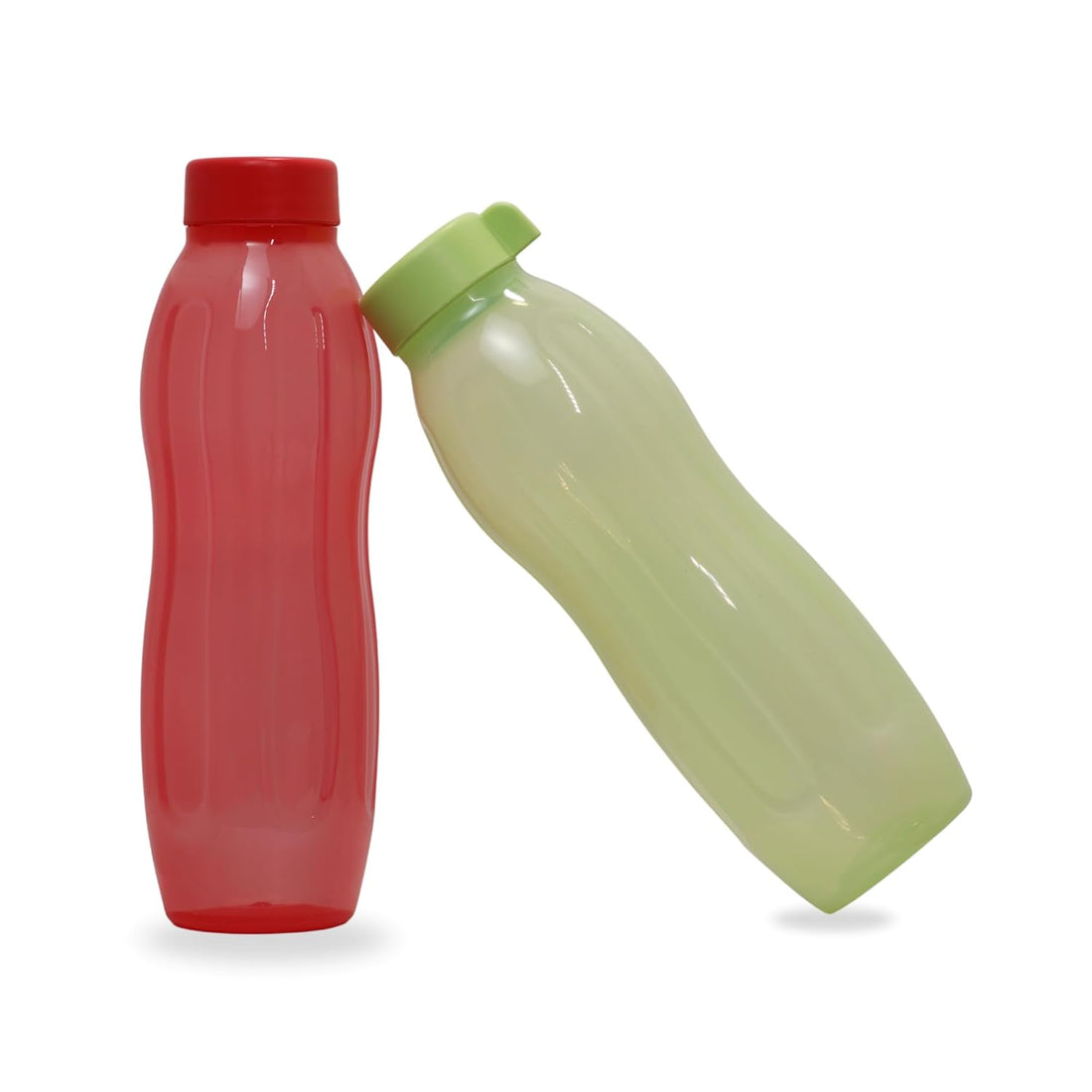 AirLock Aquasafe Water Bottles Curved Ergonomic Designing Cap | Lightweight | BPA Free Plastic | Ideal For Fridge Gym | Daily Hydration For Kids And Adults | Set of 2 | Red And Green