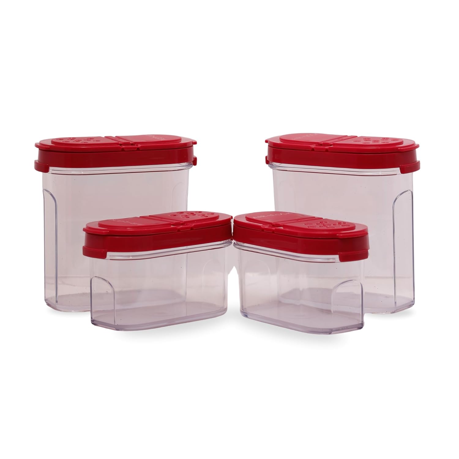 AirLock Modular Spice Shakers Set | Airtight Seasoning Containers for Kitchen Storage | BPA-Free Plastic Jars with Flip Lids | Set of 4