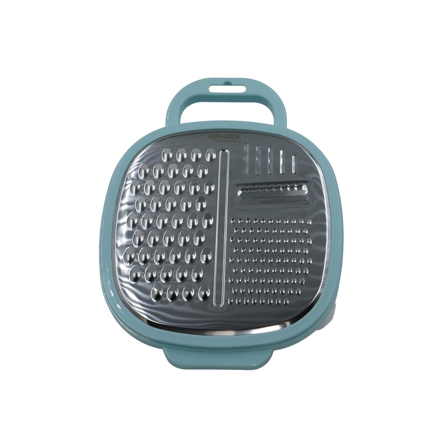 AirLock Multi-Purpose 4-in-1 Grater with Container | Stainless Steel Blade | Vegetable, Cheese & Fruit Slicer | Compact & Easy to Use Kitchen Tool