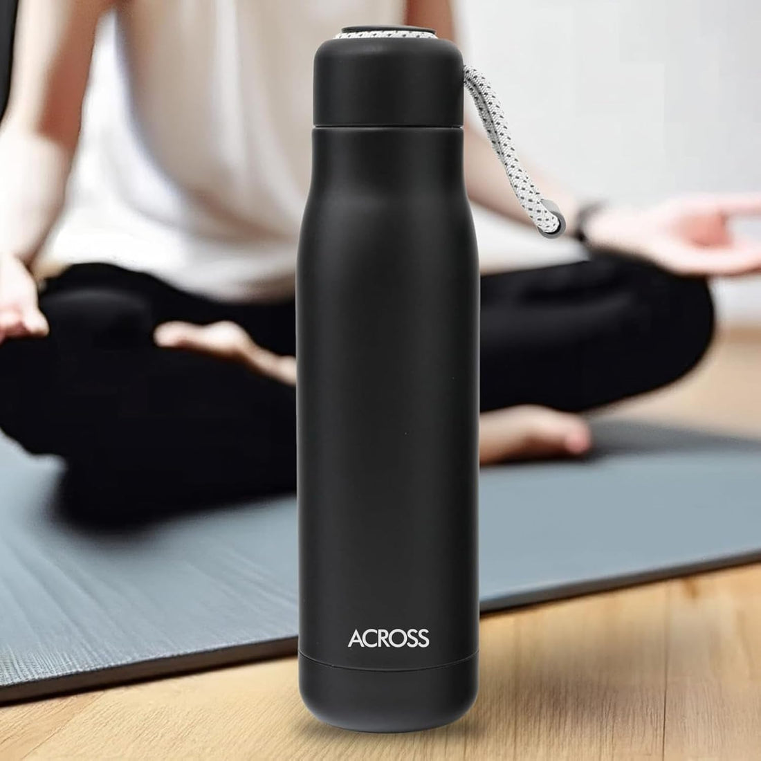 Across Sports 550 Double Wall Stainless Steel Hot and Cold Vacuum Insulated Water Bottle, 550 ml, Matte Black