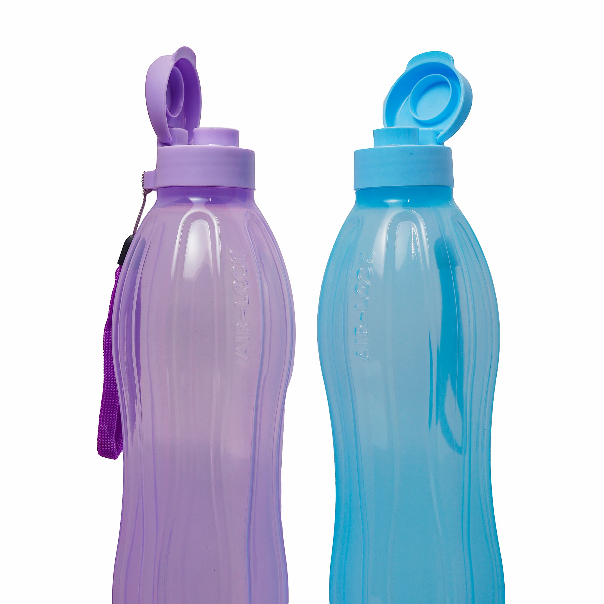 Aquasafe Fliptop Water Bottle - 1 Litre | Reusable Fridge Bottle, BPA Free and Leak Proof Bottles for Travel, Work, 1000ml, Set of 2, Purple, Blue